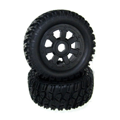 Pre-Mount 1/5th Tires and Wheels (22mmHex)(Black)(1pr)