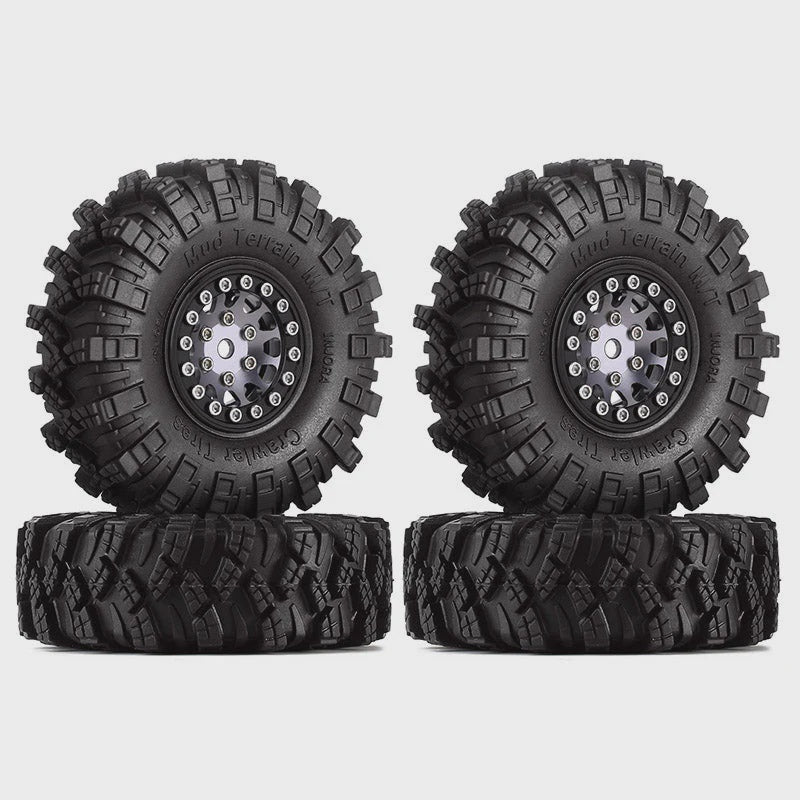 1/24 RC Crawler 1.0" 62*20.5mm Wheel Rims Mud Terrain Tires Set
