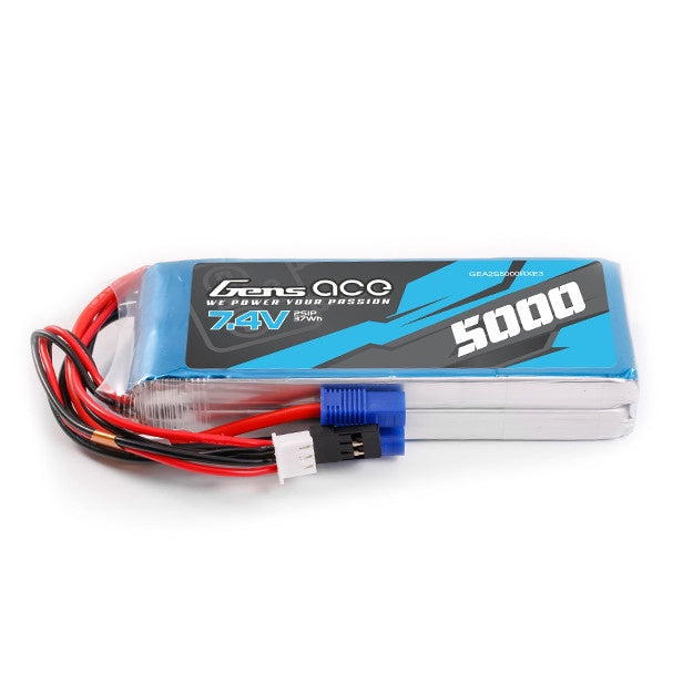 5000mAh 2S 7.4V RX Lipo Battery with EC3 & JR Plug