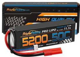 3S 11.1V 5200mAh 50C LiPo Battery with Hardwired Redcat 4.0mm Plug