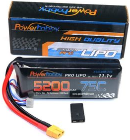 3S 11.1V 5200MAH 75C Lipo Battery, w/ XT60 Plug & HC TRX Adapter