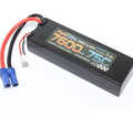 7600mAh 7.4V 2S 75C LiPo Hard Case Battery with Hardwired EC5 Connector