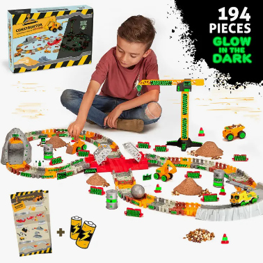 Construction Toy Track Car Set STEM Glow in the Dark