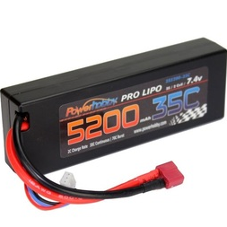 5200mAh 7.4V 2S 35C LiPo Hard Case Battery w/ Hardwire Deans Connector