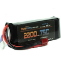 3S 11.1V 2200MAH 75C Lipo Battery w/ Hardwired T-Plug