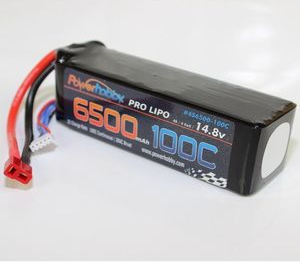 6500mAh 14.8V 4S 100C LiPo Battery w/ Hardwired T-Plug Connector