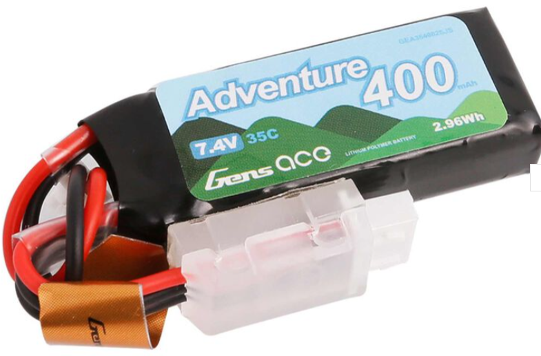 SCX24 7.4V 400mAh 2S 35C LiPo Battery: JST-PHR