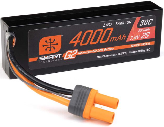 7.4V 4000mAh 2S 30C Smart G2 Hardcase LiPo Battery: IC5