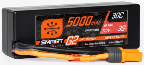 11.1V 5000mAh 3S 30C Smart G2 Hardcase LiPo Battery: IC5