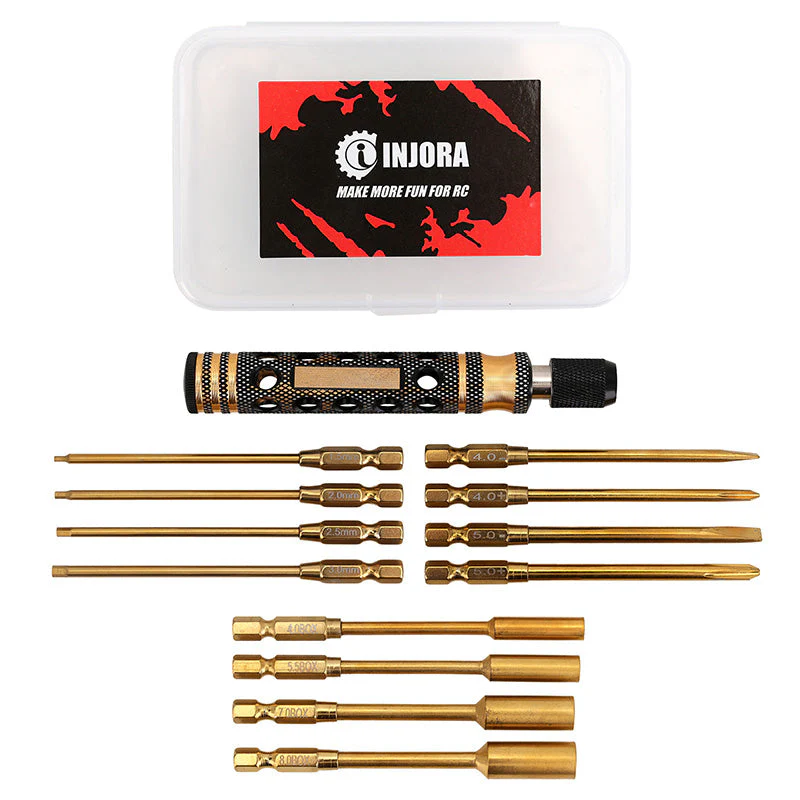 1/8 and 1/10 12-in-1 Hex, Nut Driver, Phillips, Slotted Screwdriver Quick Change RC Tool Kit