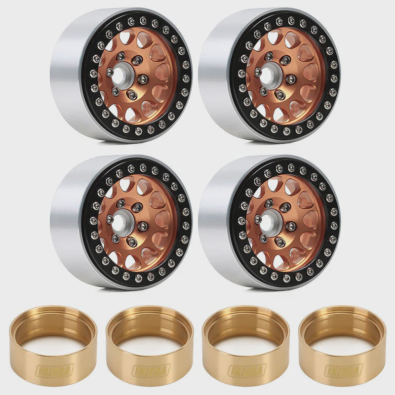 1/20 RC Crawler 1.9" Aluminum Alloy Beadlock Wheel Rims w/ Brass Rings