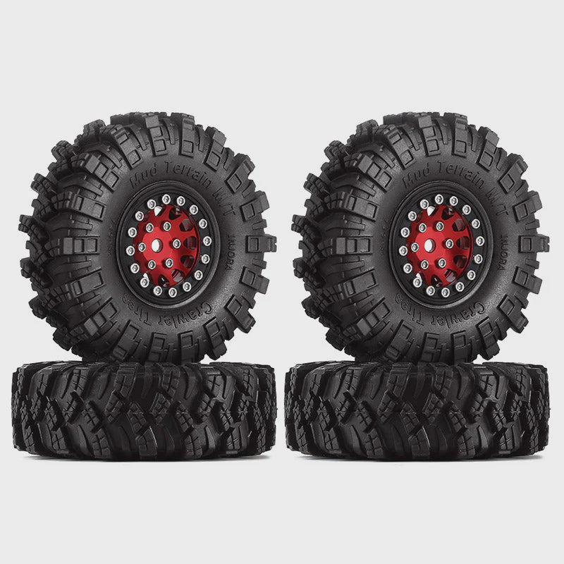 1/24 RC Crawler 1.0" 62*20.5mm Wheel Rims Mud Terrain Tires Set