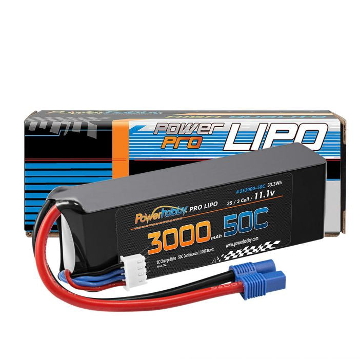 3S 11.1V 3000mAh 50C Lipo Battery w EC3 Connector / Plug