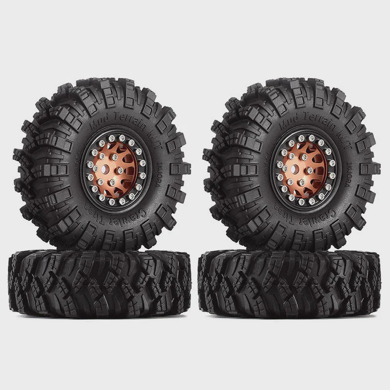 1/24 RC Crawler 1.0" 62*20.5mm Wheel Rims Mud Terrain Tires Set