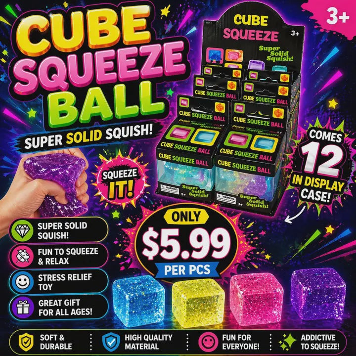 Glitter Cube Squeeze Ball â€“ Glitter Ice Cube Edition