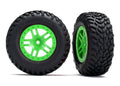 SCT Split-Spoke Green Wheels w/ Off-Road Racing Tires