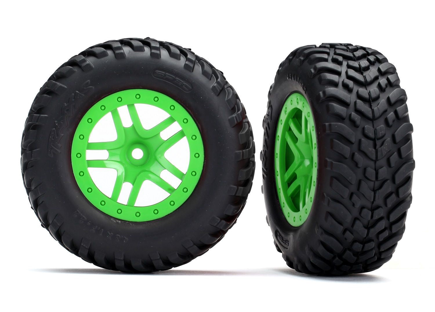 SCT Split-Spoke Green Wheels w/ Off-Road Racing Tires
