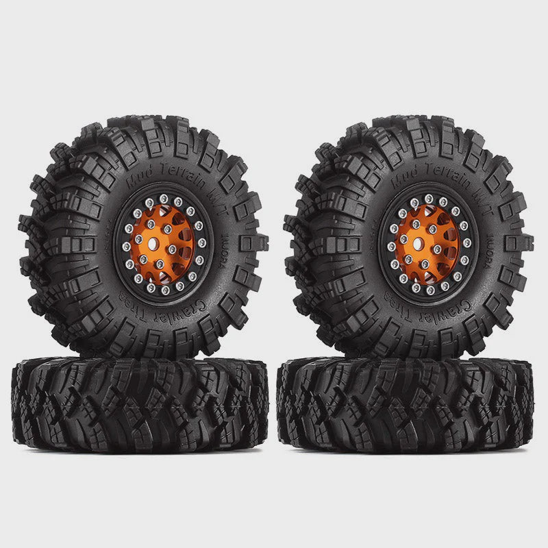 1/24 RC Crawler 1.0" 62*20.5mm Wheel Rims Mud Terrain Tires Set