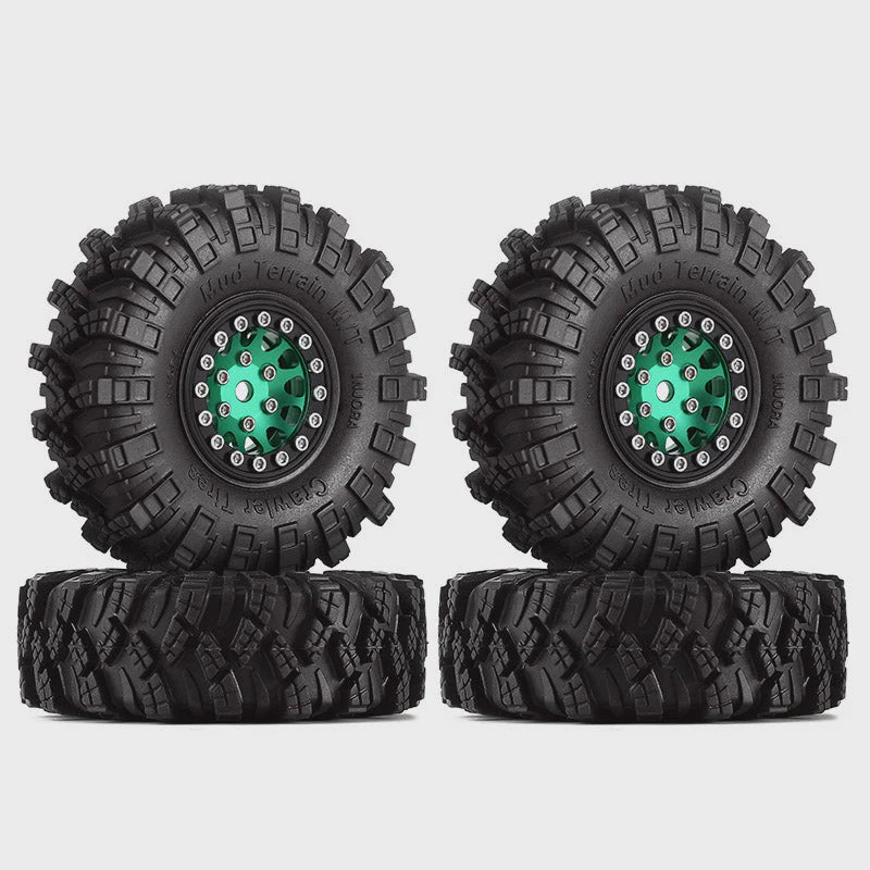 1/24 RC Crawler 1.0" 62*20.5mm Wheel Rims Mud Terrain Tires Set