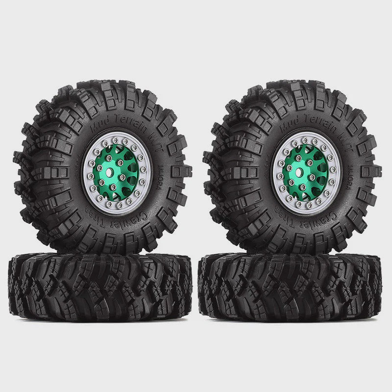 1/24 RC Crawler 1.0" 62*20.5mm Wheel Rims Mud Terrain Tires Set