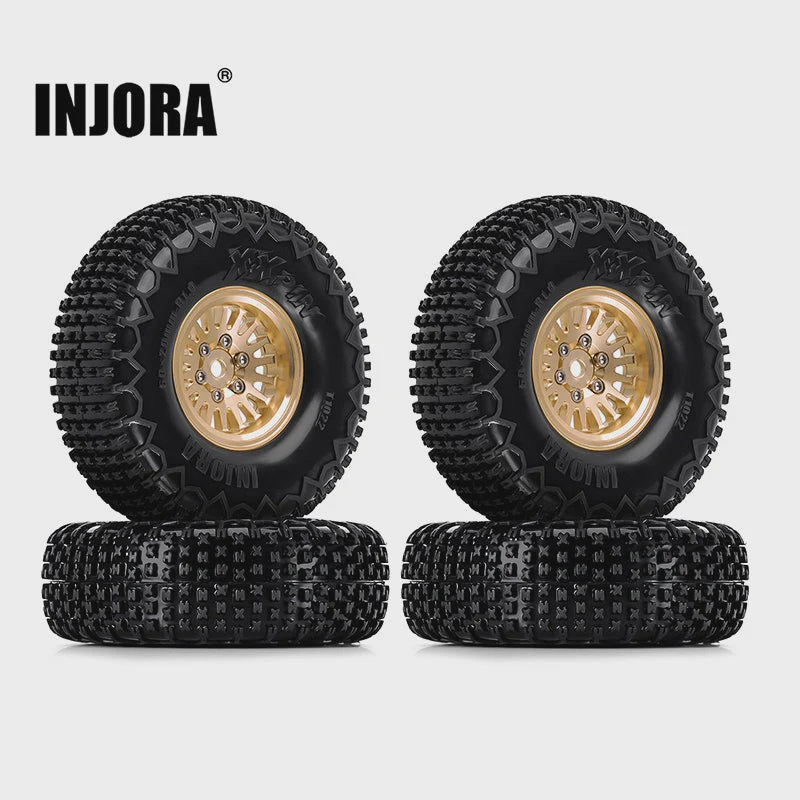 1/18 and 1/24 RC Crawler 1.0 XHX Pin Tires with 1.0 Plus Brass Beadlock Wheels Combo