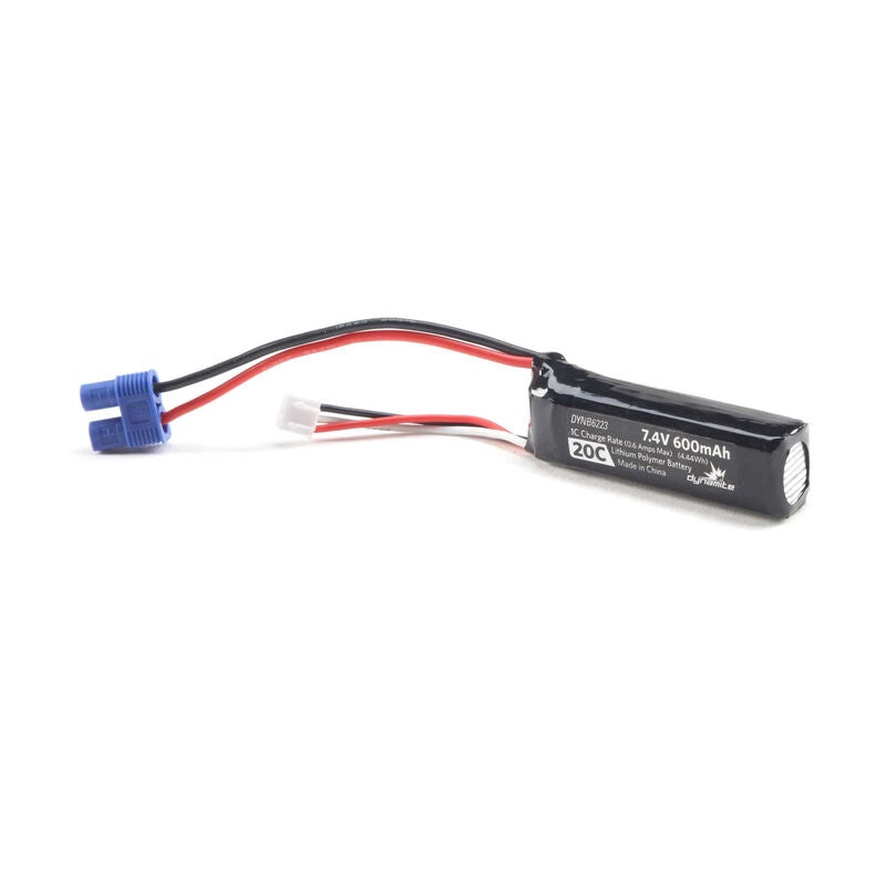 7.4V 600mAh 2S 20C LiPo Battery w/ EC3