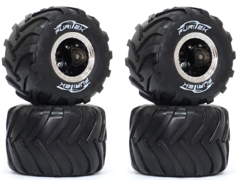 Furitek Micro Monster Truck Pre-Mounted Tires (4) (Chrome) (1/24 & 1/18)