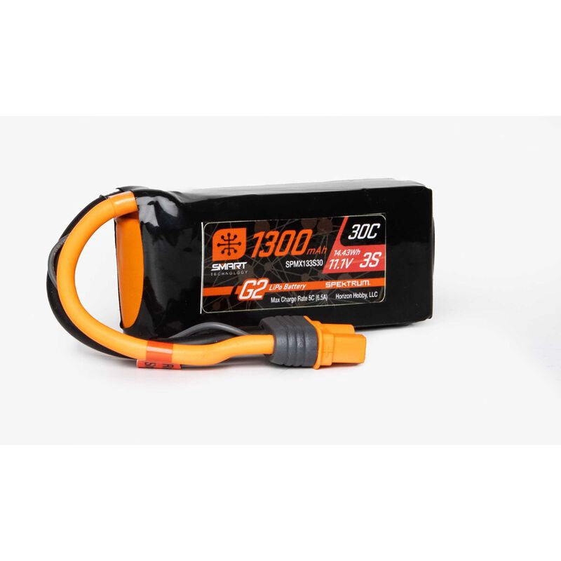 11.1V 1300mAh 3S 30C Smart G2 LiPo Battery w/ IC3