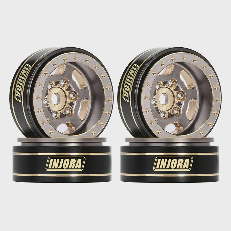 1/18 or 1/24 RC Crawler 1.0 Plus 6-Spoke Brass Beadlock Wheels 43g/pcs offset -3.75mm