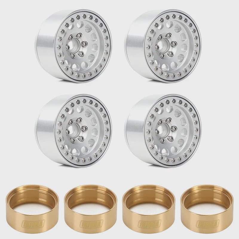 1/20 RC Crawler 1.9" Aluminum Alloy Beadlock Wheel Rims w/ Brass Rings