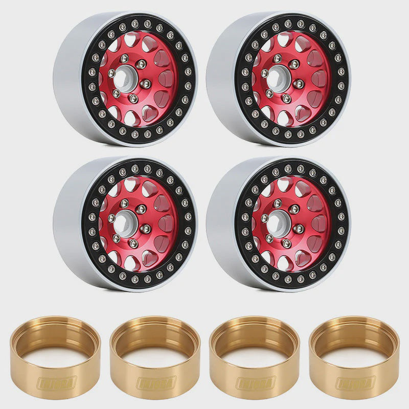 1/20 RC Crawler 1.9" Aluminum Alloy Beadlock Wheel Rims w/ Brass Rings