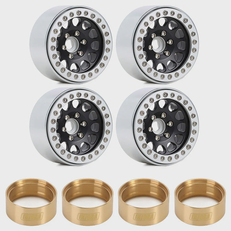 1/20 RC Crawler 1.9" Aluminum Alloy Beadlock Wheel Rims w/ Brass Rings