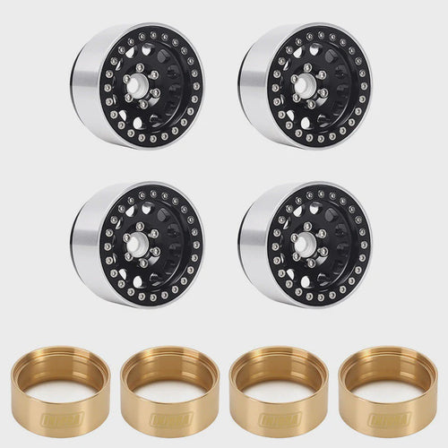 1/20 RC Crawler 1.9" Aluminum Alloy Beadlock Wheel Rims w/ Brass Rings