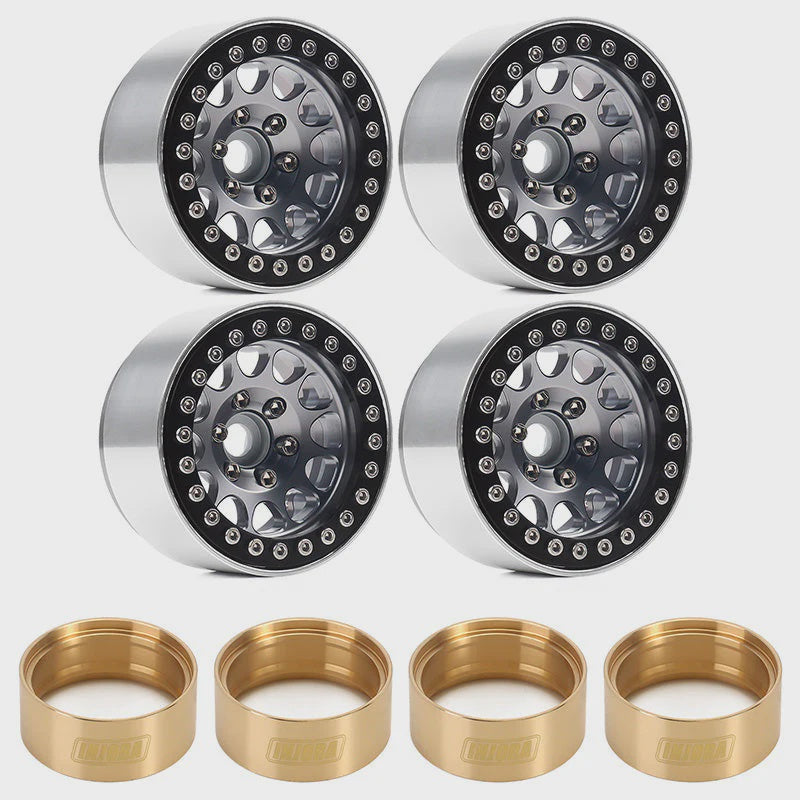 1/20 RC Crawler 1.9" Aluminum Alloy Beadlock Wheel Rims w/ Brass Rings