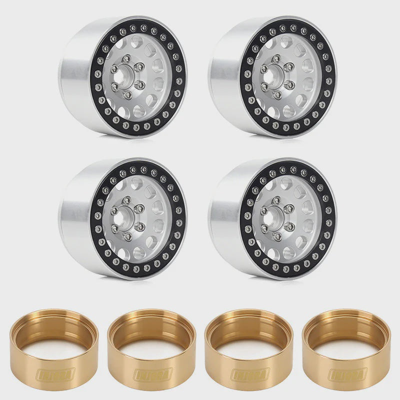 1/20 RC Crawler 1.9" Aluminum Alloy Beadlock Wheel Rims w/ Brass Rings