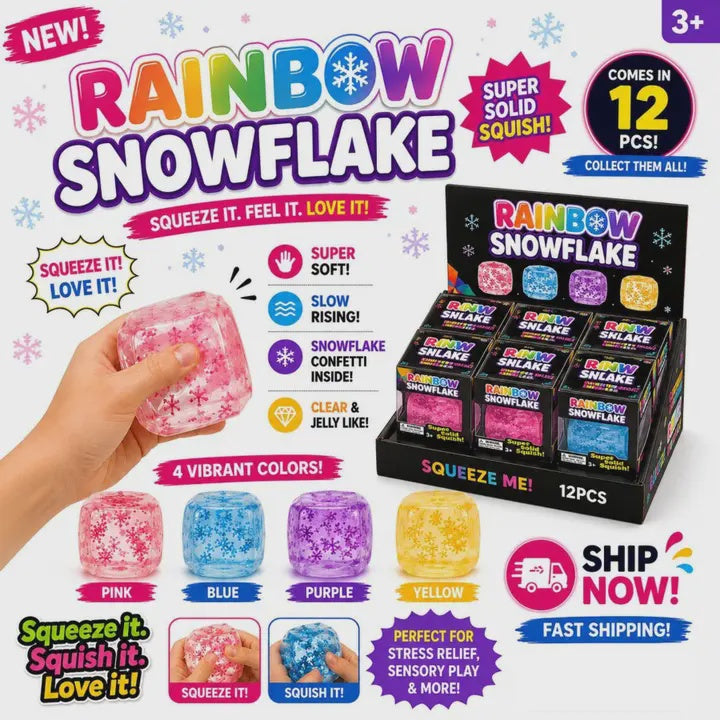 Rainbow Snowflake Cube Squishy