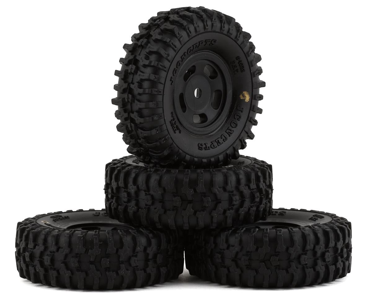 SCX24 1.0" Tusk Pre-Mounted Tires w/Glide 5 Wheels (4) (Black) (Gold) w/7mm Hex