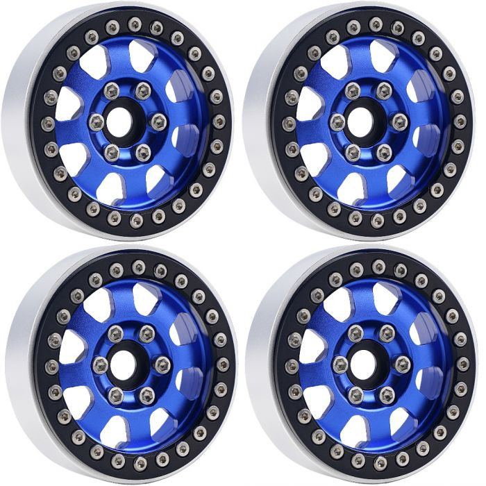 B1 Aluminum 1.9 Beadlock Wheels 9mm Hubs for 1/10 Rock Crawler