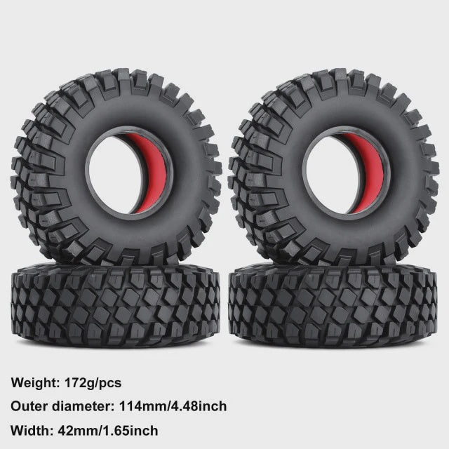1.9" 100-123mm Rubber Tires with Dual Stage TPE Foam