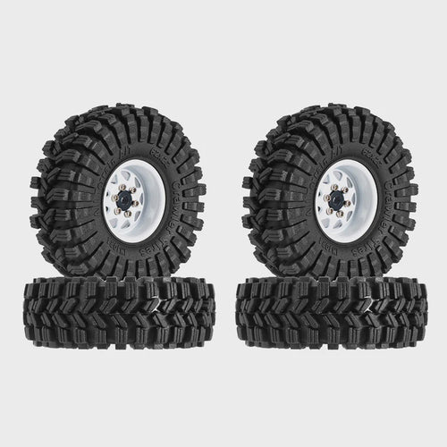 1/24 RC Crawler 1.0" 62*22mm -3.78mm Offset Beadlock Wheel Rims Tires Set