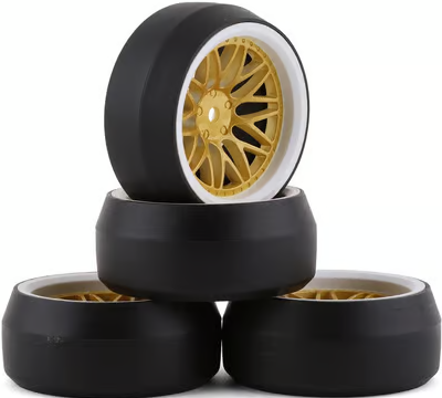 Yeah Racing Spec D Pre-Mounted Drift Tires w/LS Mesh Wheels (4) w/12mm Hex & 6mm Offset